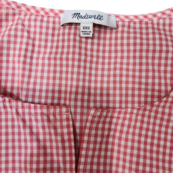 Madewell Embroidered Gingham Sleeveless Tank Plaid Sunset 100% Cotton Red XXS - Picture 7 of 8